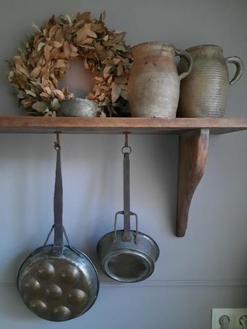 Oude brocante koperen poffertjespan steelpan pan *Etage3*   beschikbaar voor biedingen