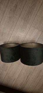 2 Donkergroene Velvet Lampenkappen, Huis en Inrichting, Lampen | Lampenkappen, Ophalen of Verzenden