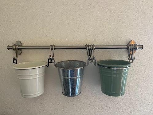 Stang met 10 haakjes en 3 bakjes, Huis en Inrichting, Keuken | Keukenbenodigdheden, Zo goed als nieuw, Ophalen
