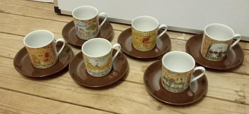 Vintage kop en schotels, nieuw in doos, jaren 80, Huis en Inrichting, Keuken | Servies, Nieuw, Kop(pen) en/of Schotel(s), Overige stijlen
