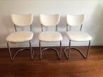 3 Gispen de wit 2011 buisframe retro vintage design stoelen, Ophalen, Gebruikt, Drie, Wit