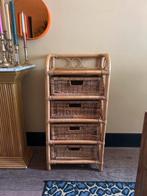 Rotan/bamboe vintage kastje met 4 lades, Huis en Inrichting, Kasten | Dressoirs, Ophalen, Overige materialen, Minder dan 50 cm