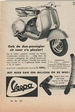 retro reclame 1957 Vespa brommer scooter duo-passagier, Verzenden, Overige typen