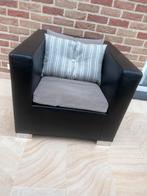 Minotti fauteuil zwart leer zetel stoel stoeltje, Huis en Inrichting, Fauteuils, Ophalen, Zo goed als nieuw, Modern, 50 tot 75 cm