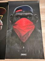 3 Apen Posters - Horen, Zien, Zwijgen - 98x59cm, Antiek en Kunst, Ophalen