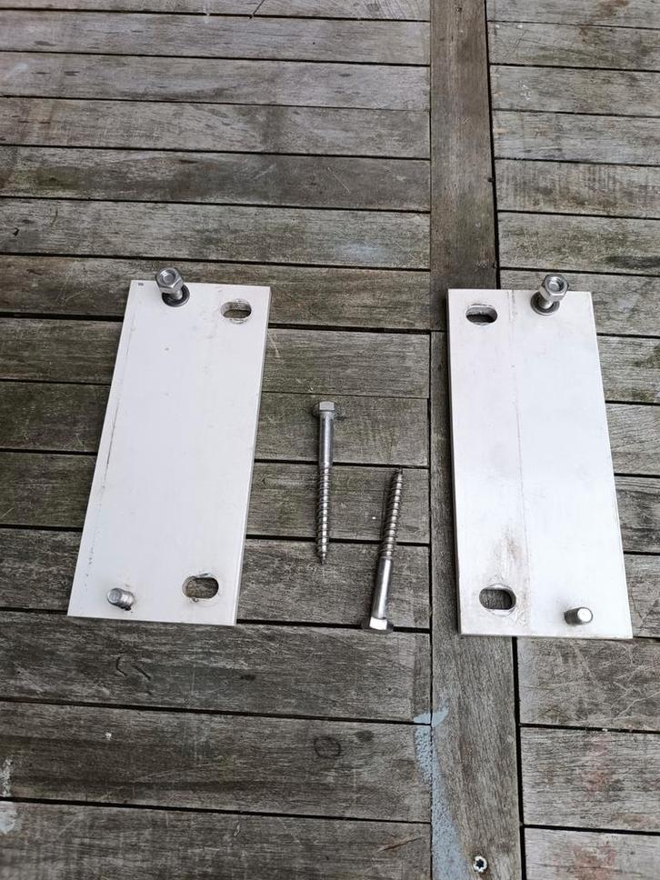 Zonnescherm Ophangplaten, Tuin en Terras, Zonneschermen, Gebruikt, Knikarmscherm, 150 tot 300 cm, Ophalen of Verzenden