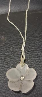 Zilveren vintage Ketting met Bloemhanger, Ophalen of Verzenden