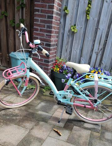 Loekie Prinses meisjes fiets blauw roze 22 inch