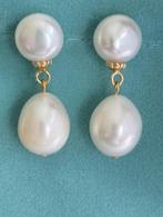 Parel Oorbellen met Zuidzee Witte Barokke Parels, 14K Goud, Wit, Nieuw, Ophalen of Verzenden, Knopjes of Stekers