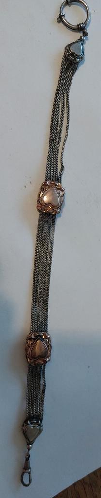 Antiek zilver horlogeketting,  chatelaine zakhorloge beschikbaar voor biedingen