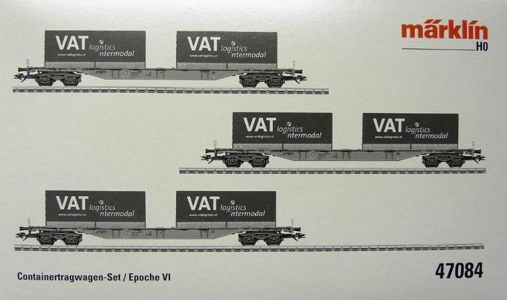 Märklin 47084 Set (3) VAT Containertransport, Hobby en Vrije tijd, Modeltreinen | H0, Nieuw, Treinset, Wisselstroom, Märklin, Analoog