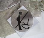 WC - bordje 'niet staand plassen' van rvs geborsteld, Ophalen of Verzenden, Nieuw