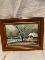 Winterlandschap met rietgedekt huisje, gesigneerd, Antiek en Kunst, Kunst | Schilderijen | Klassiek, Ophalen of Verzenden