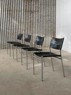 4x Martin Visser leer zwart stoelen SE06 ‘t Spectrum design, Ophalen, Gebruikt, Leer