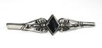 Vintage zilveren 925 pinbroche met zwarte onyx., Ophalen of Verzenden, Zilver, Broche
