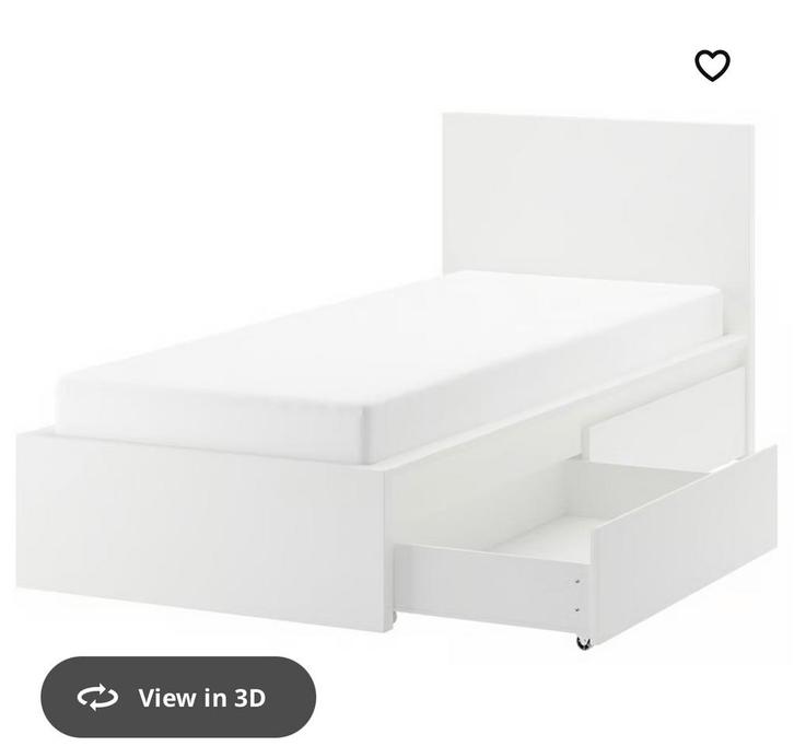 Ikea bedframe met 2 bedlades, Huis en Inrichting, Slaapkamer | Bedden, Zo goed als nieuw, Eenpersoons, 90 cm, Hout, Wit, Ophalen