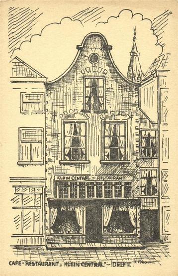 Cafe-Restaurant Klein-Central - Delft - tekening - 1956 - on beschikbaar voor biedingen