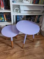 Set van 2 paarse bijzettafels rond, Minder dan 55 cm, Rond, Zo goed als nieuw, Hout