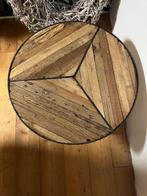 Bijzettafel 70cm mixedwood ingelegd hout PTMD, Ophalen, Rond, Zo goed als nieuw, 60 cm of meer