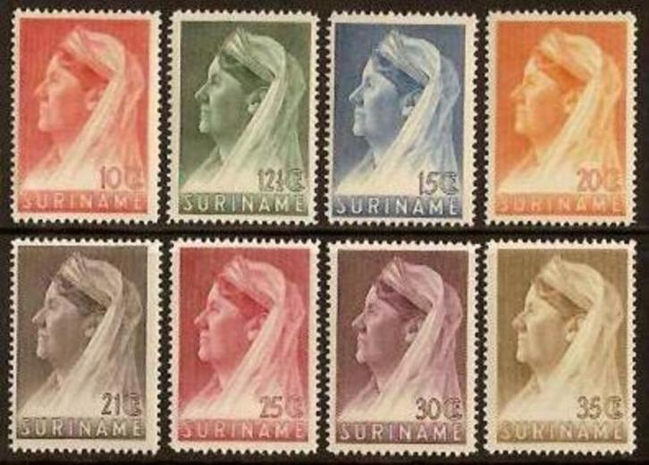 Suriname NVPH nr 167/74 postfris Koningin Wilhelmina 1936, Postzegels en Munten, Postzegels | Suriname, Postfris, Verzenden