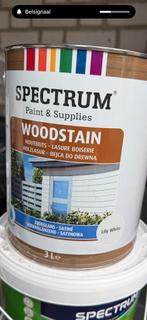 Spectrum Woodstain Lily White 3L - Nieuw!, Doe-het-zelf en Verbouw, Verf, Beits en Lak, Wit, Nieuw, Beits, Ophalen of Verzenden