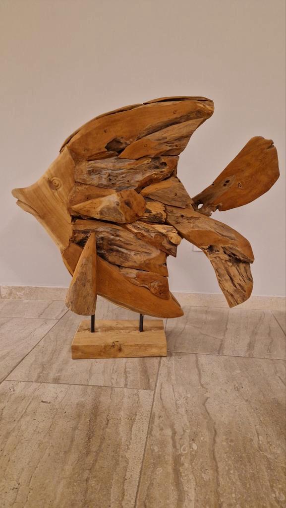 Vis gemaakt van teakhout, Antiek en Kunst, Kunst | Beelden en Houtsnijwerken, Ophalen