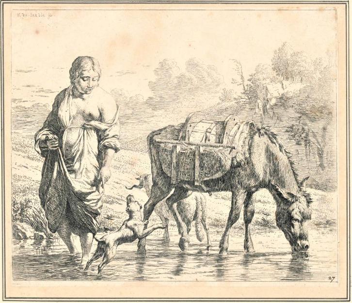 Ets Karel du Jardin. Origineel uit 1655, Antiek en Kunst, Kunst | Etsen en Gravures, Ophalen of Verzenden