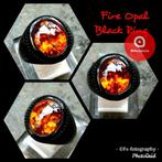 Zwarte Ring met Vuuropaal "Kembang Crystal" CAR59, Sieraden, Tassen en Uiterlijk, Ringen, Overige materialen, 20 of groter, Verzenden