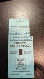 4 ritten kaart 2 zones RET  1977, Verzamelen, Spoorwegen en Tramwegen, Ophalen of Verzenden, Zo goed als nieuw, Trein