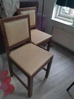 Set vintage brocante Eiken eetkamerstoelen, Huis en Inrichting, Ophalen, Gebruikt, Twee, Bruin