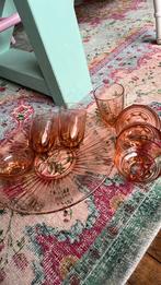 Vintage Roze glaswerk glazen schaaltjes schaal bord glas, Antiek en Kunst, Ophalen of Verzenden