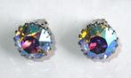 Vintage clips oorbellen met aurora borealis kristallen., Met kristal, Overige materialen, Overige kleuren, Nieuw