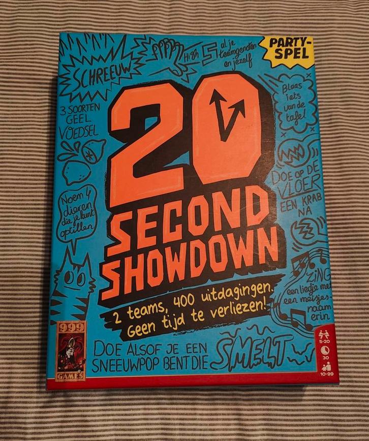 20 Second Showdown - Snel en hilarisch partyspel!, Hobby en Vrije tijd, Gezelschapsspellen | Bordspellen, Zo goed als nieuw, Vijf spelers of meer