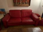 Rode leren bankstel (2 delen) 150cm & 180cm breed, Ophalen, Gebruikt, 150 tot 200 cm, Tweepersoons