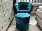 Fautueil met poefje, Huis en Inrichting, Fauteuils, Ophalen, Minder dan 75 cm, Zo goed als nieuw, Stof