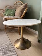 Bijzettafel marmer & goud, Huis en Inrichting, Minder dan 55 cm, Rond, Ophalen of Verzenden, Zo goed als nieuw