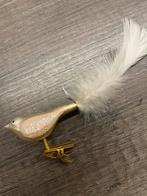 Vogel op clip goud glas - xxl staart - oude kerstbal, Ophalen, Zo goed als nieuw