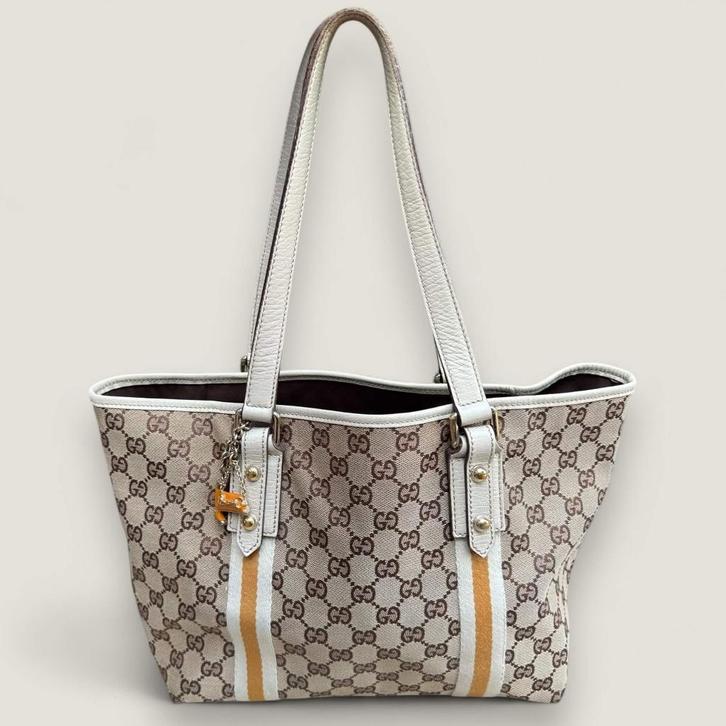 Gucci Sherry tote authentiek, Sieraden, Tassen en Uiterlijk, Tassen | Damestassen, Gebruikt, Handtas, Beige, Ophalen of Verzenden