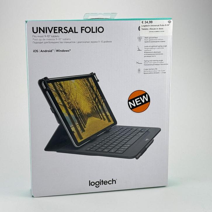Logitech Universal Folio 9-10'' Tablets | Nieuw in doos, Computers en Software, Toetsenborden, Nieuw