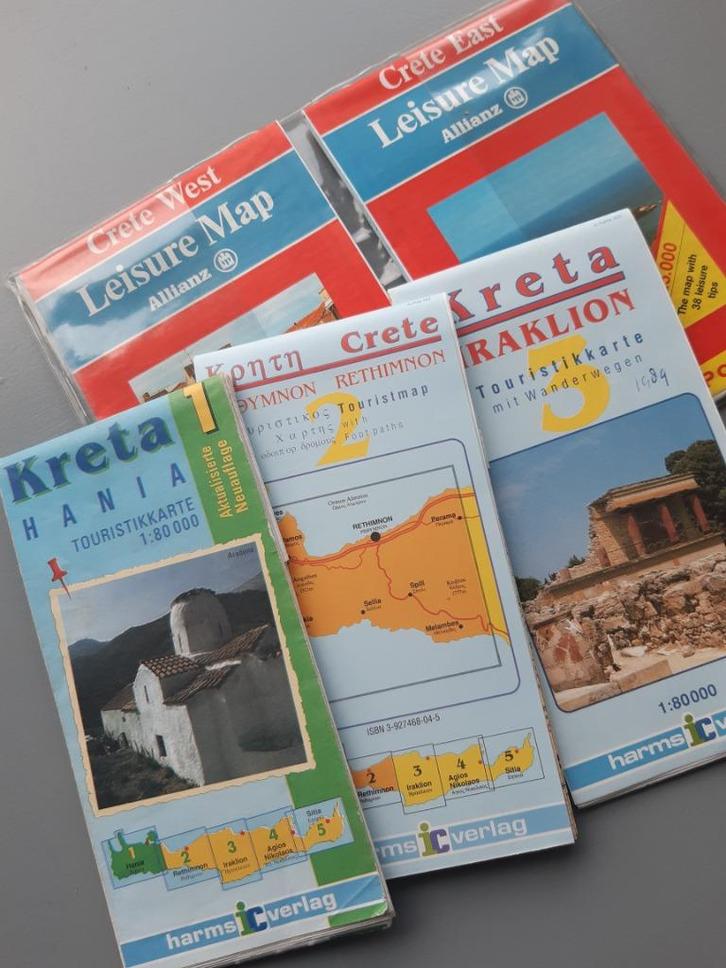 Wegenkaarten Kreta, 1:80.000 en 1:125.000, 5 stuks, € 7,50, Boeken, Reisgidsen, Gelezen, Reisgids of -boek, Europa, Overige merken