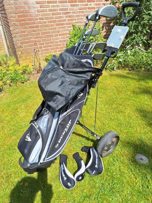 Dunlop complete heren golfset met golftrolley., Sport en Fitness, Golf, Zo goed als nieuw, Set, Overige merken, Ophalen