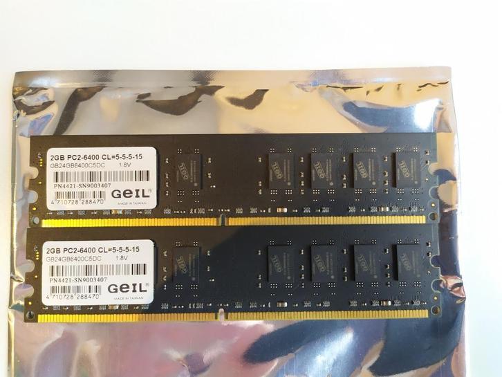 GeIL Black Dragon 4GB (2 x 2GB) DDR2 Dual Channel Kit PC6400, Computers en Software, RAM geheugen, Gebruikt, Desktop, 2 GB, DDR2