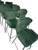 Set of 5 Green Velvet Stools, Huis en Inrichting, Barkrukken, 5 krukken of meer, Ophalen, Zo goed als nieuw