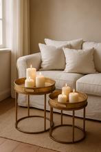 Set van 2 LOBERON goudkleurige metalen Bijzettafels, Huis en Inrichting, Tafels | Bijzettafels, Minder dan 55 cm, Metaal of Aluminium