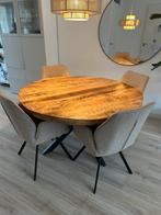 Ronde mango houten eettafel 140cm, Ophalen, Zo goed als nieuw, Rond, 100 tot 150 cm