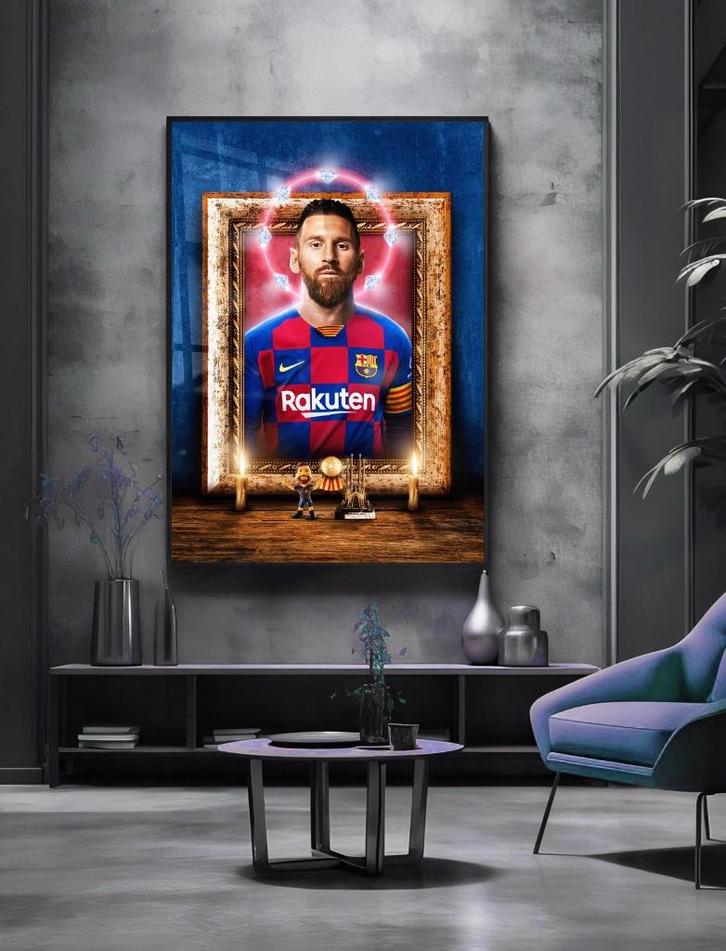 Uniek XXL Glasschilderij | Soccer Legend Messi FCB - 6 sizes, Huis en Inrichting, Woonaccessoires | Schilderijen, Tekeningen en Foto's