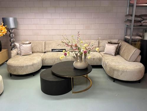 Luxe Velvet Teddy U-bank Rosa 160x380x200cm Sand NEW - NIEUW, Huis en Inrichting, Banken | Bankstellen, Nieuw, Hoekbank, Vierpersoons of meer