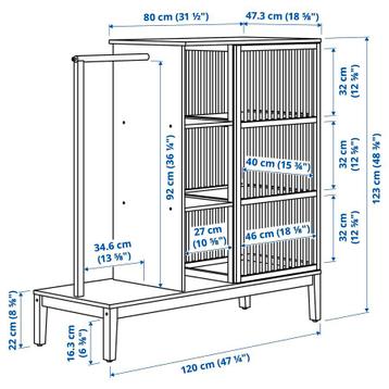 Ikea Nordkisa open kledingkast met schuifdeur bamboe - afbeelding 6