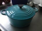 Le Creuset Signature braadpan Caribbean blauw, 22 cm., Ophalen of Verzenden, Zo goed als nieuw, Gietijzer, Koekenpan of Braadpan