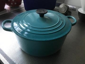 Le Creuset Signature braadpan Caribbean blauw, 22 cm. beschikbaar voor biedingen